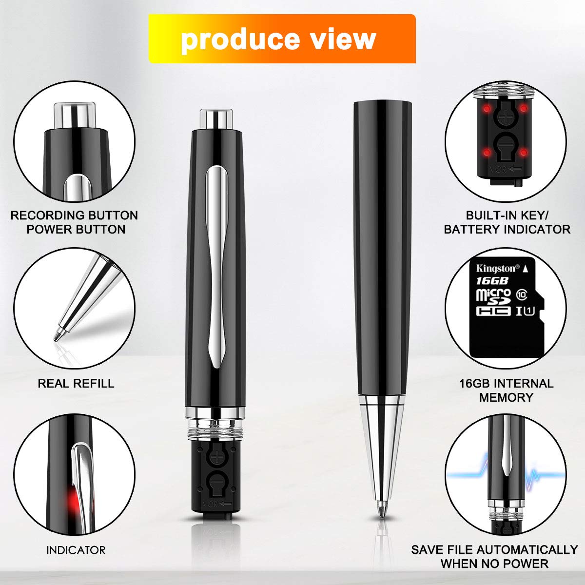 Calmora Digital Voice Recorder 16GB Voice Activated Recorder for Lectures Interviews Meeting Students Classes, Mini Audio Recording Device Portable USB MP3 Playback