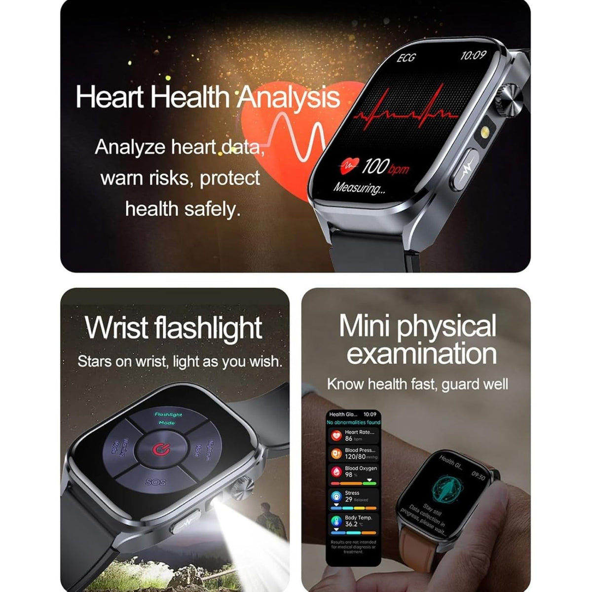 CALMORA 2025 Smart Watch with Bluetooth Calling & ECG HRV Tracking | SpO2 Heart Rate Fitness Tracker, Sleep Monitor, Sports Modes Waterproof Smartwatch for Android iPhone