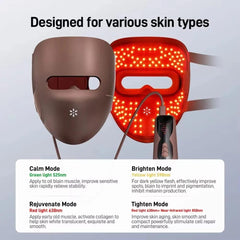 CALMORA Laser Therapy Face Mask, Red Light LED Facial Mask with 4 Wavelengths, Anti-Aging Skin Tightening, Wrinkle Reduction, Collagen Boost