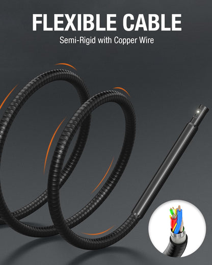 Teslong NTS300 Dual Lens Inspection Camera With 360° Electric Rotation Probe, 16.4ft Waterproof Scope Cable, 5" IPS Screen Borescope, Industrial Endoscope for Pipe and Automotive