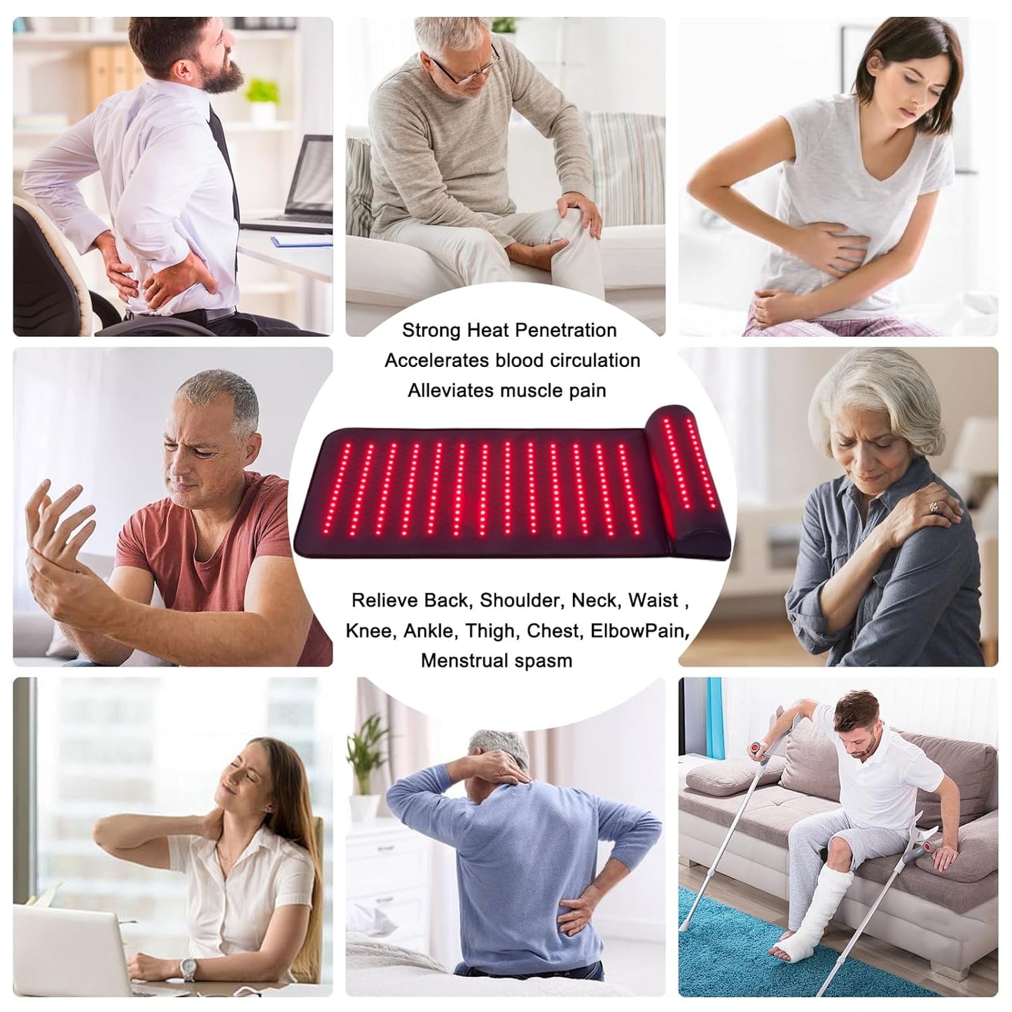 CALMORA Infrared Red Light Therapy, Red Light Therapy Mat with Neck Support, 660nm&850nm NIR Deep Wavelength Blanket Pad for Back Belly Knee Shoulder HIPS Body Pain Relief