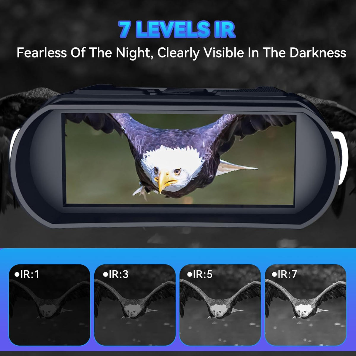 CALMORA Night Vision Goggles Night Vision Binoculars with 5000mAh Rechargeable Battery, 32GB Card, 3" Screen for Camping Hunting & Security