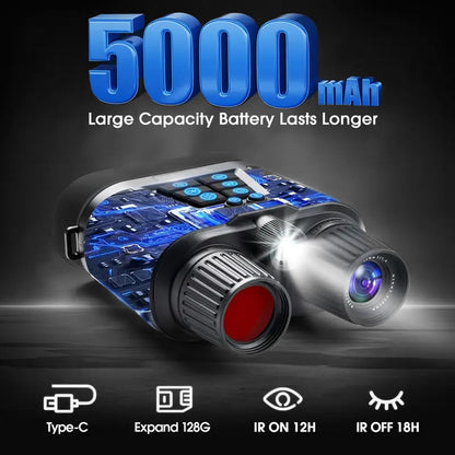 4K Night Vision Binoculars, Night Vision Goggles for Adults - 5000mAh Battery, 8X Digital Zoom, 1968FT Infrared Nightvision | 3" HD Display & 32GB Card for Hunting, Camping, Travel