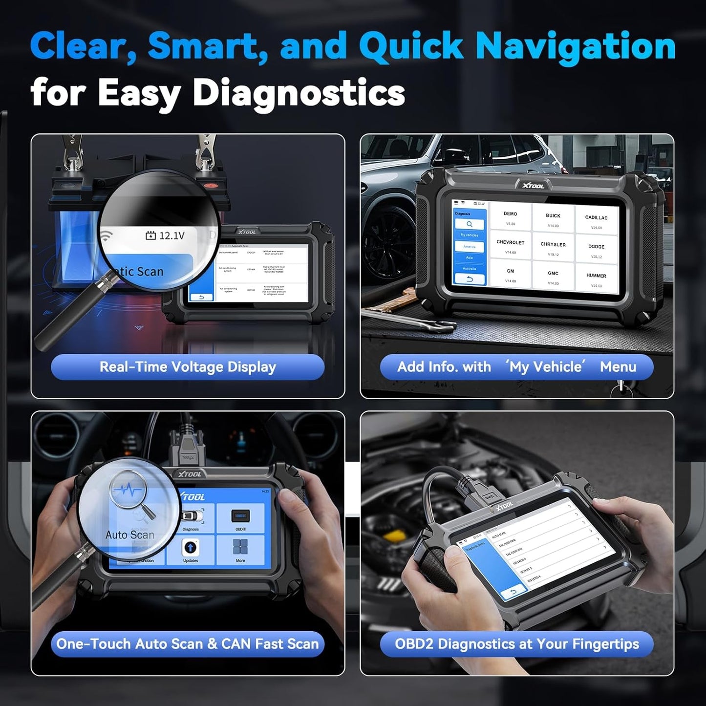 CALMORA XTOOL D5S OBD2 Scanner Code Reader 2024 for Cars and Trucks with 15 Reset Functions, Crank Sensor Relearn, FCA AutoAuth, CAN FD for GM, ABS Engine SRS Transmission Tool
