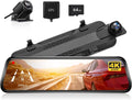 WOLFBOX G930 4K 10" Rear View Mirror Camera, Dash Cam Front and Rear for Car with 32GB Card, Touch Screen Smart Rear View Mirror Backup Camera, Parking Monitor, Reverse Assist, GPS, Support 256GB Max