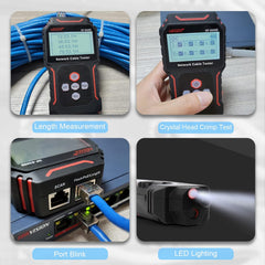 New Upgraded NF-8209S Network Cable Tester, Multifunctional Cable Length Tester for The CAT5, CAT6, LAN Cable Finder and POE Tester