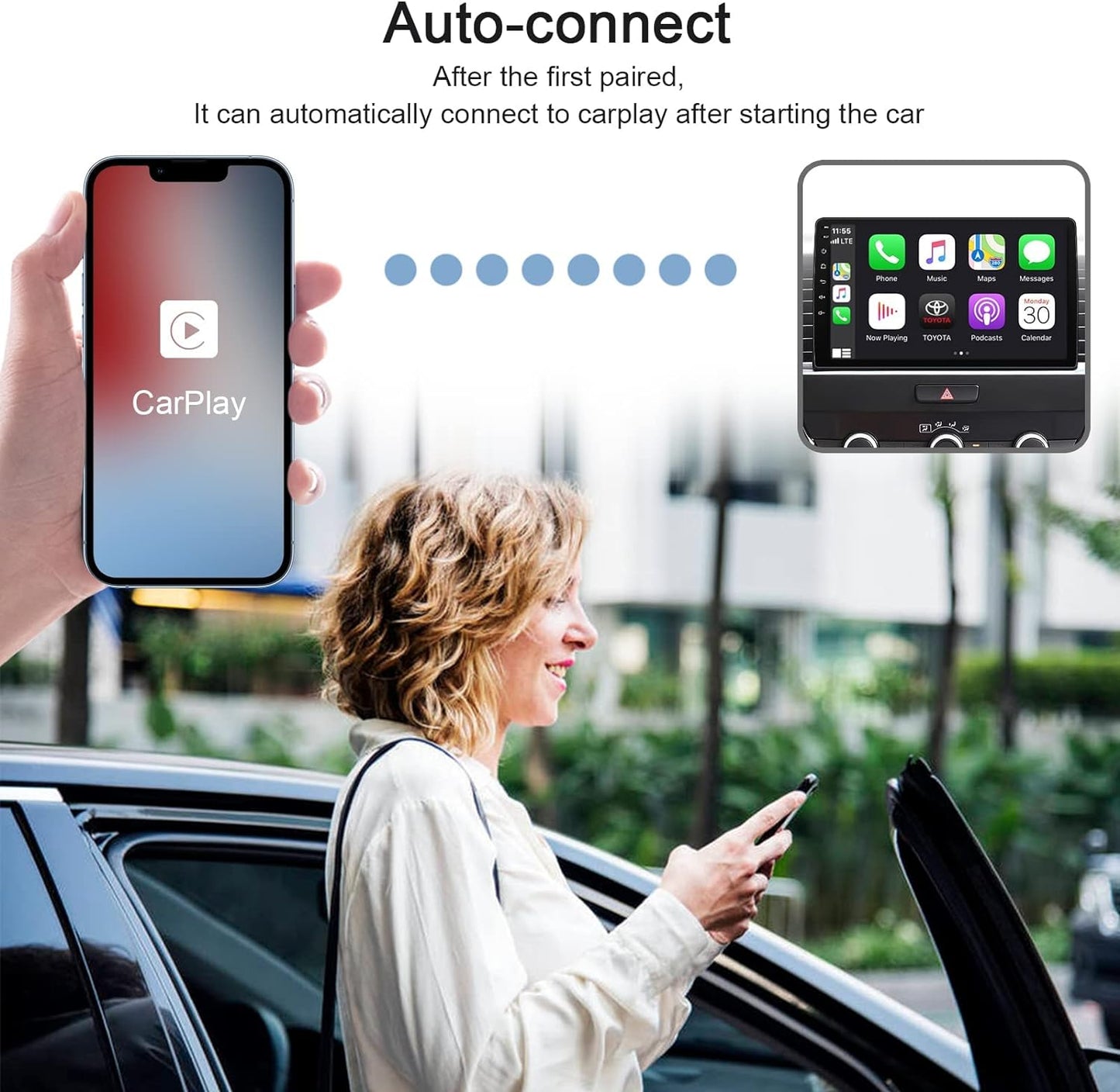 Wireless CarPlay Adapter for iPhone, Wireless Carplay Dongle Converts Factory Cars Wired Carplay to Wireless, Carplay Bluetooth Adapter, 5Ghz WiFi Auto-Connect Online Update, Support iOS 13+, White