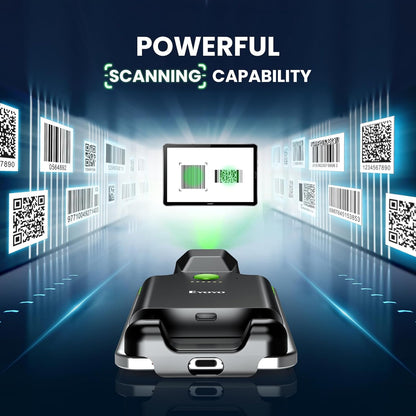 Back Clip Phone Barcode Scanner, Super 1D 2D QR Bluetooth Barcode Reader with 1600mAh Rechargeable Battery, iPad, iPhone and Android Compatible, for Inventory Management