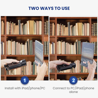 2D Bluetooth Barcode Scanner Compatible with iPad, Tablet, iPhone, Android Phone, 3000mAh Rechargeable Battery, Portable Wireless 1D QR UPC Bar Code Reader for Library Book Warehouse Inventory