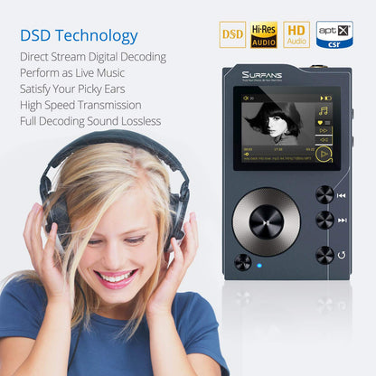 iRULU F20 HiFi MP3 Player with Bluetooth, Lossless DSD High Resolution Digital Audio Music Player, High-Res Portable Audio Player with 32GB Memory Card, Support up to 256GB