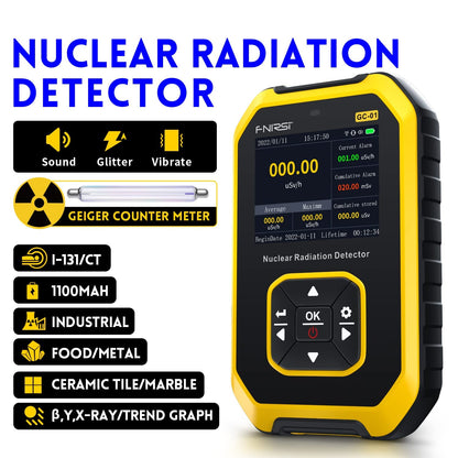 Premium Geiger Counter Radiation Detector, Rechargeable Handheld Nuclear Radiation Dosimeter for Protection and Survival Gear, Beta Gamma X-ray Monitor Meter with LCD Displayv