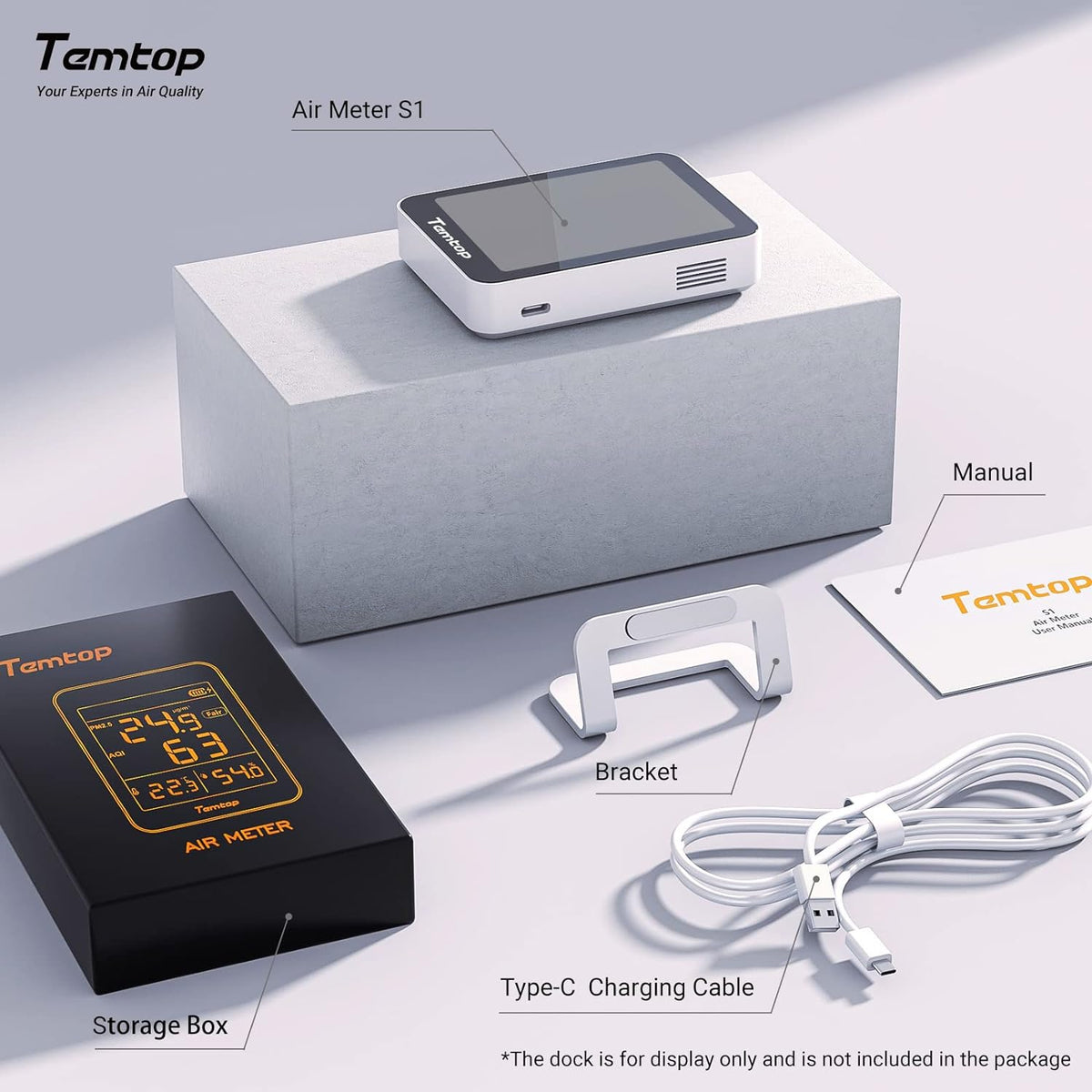Indoor Thermometer 𝗣𝗠𝟮.𝟱 𝗔𝗤𝗜 Air Quality Monitor Beyond Temperature Humidity Meter, Temtop Digital Hygro-Thermometer Gauge with AQI Detector