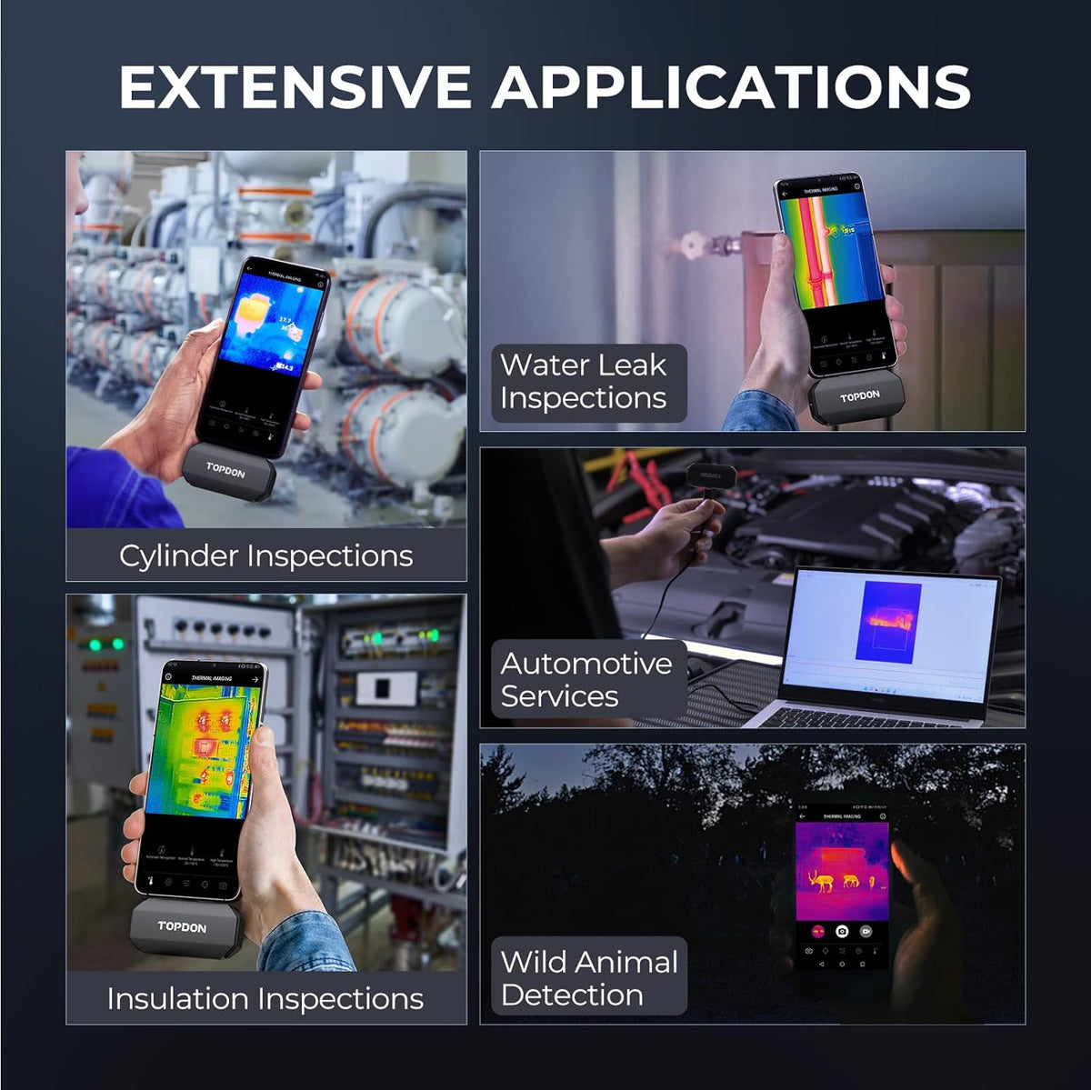 TOPDON TC001 Thermal Imaging Camera Android, 256x192 IR Resolution Thermal Imager with Secondary Analysis, Test Report, Temp Alarm, -4°F~1022°F TEM Range for Smartphones and Window (Space Gray)