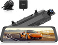 WOLFBOX 2.5K Mirror Dash Cam GPS, 10" Full Touch Screen Rear View Mirror Camera with Waterproof Backup Camera, Dual Dash Camera Front and Rear for Car, Rearview Car Camera Night Vision