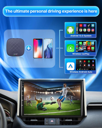 Carlinkit Android 13.0 Ai Box, Ultra Series, Powerful Multimedia Adapter with 8+128GB Qualcomm 8-cores, Built-in Wireless CarPlay/Android Auto/Google Play Store, Only Fit for Wired CarPlay Vehicles