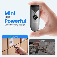Eyoyo Bluetooth 2D & 1D Barcode Scanner, Portable Wireless Mini Barcode Reader with 2.4G Wireless/Bluetooth/USB Wired Connection QR Code Scanner Compatible with Pad, Phone, Android, Tablet PC