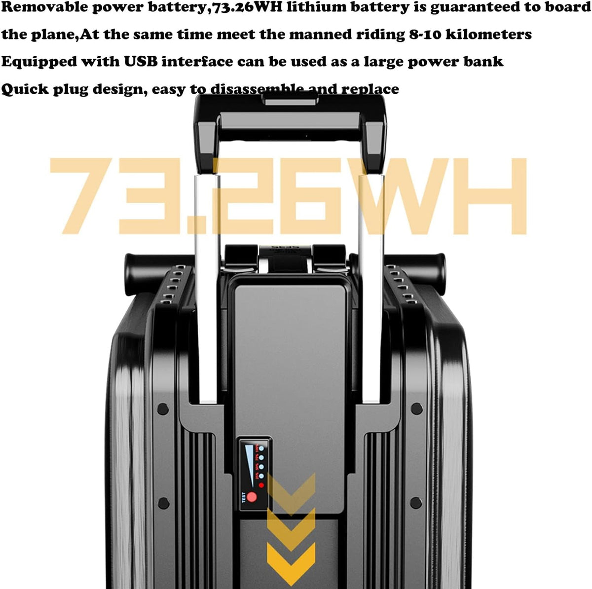 Rideable Electric Trolley Case, 20 Inch Smart Rideable Electric Trolley Case, Travel Suitcase Built-In TSA Lock, USB Charging Port, Suitable For Business Trip,Commute,Campus Activity black