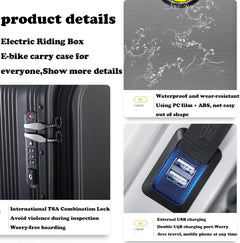 Rideable Electric Trolley Case, 20 Inch Smart Rideable Electric Trolley Case, Travel Suitcase Built-In TSA Lock, USB Charging Port, Suitable For Business Trip,Commute,Campus Activity black