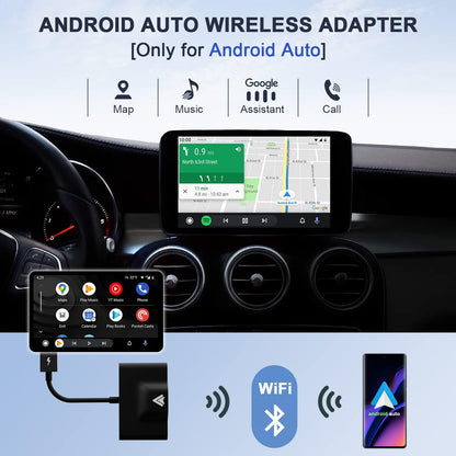 Teeran Android Auto Wireless Adapter for OEM Factory Wired Android Auto Cars Plug & Play Easy Setup AA Wireless Android Auto Dongle for Android Phones Converts Wired Android Auto to Wireless