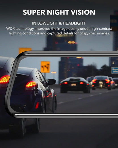 WOLFBOX 2.5K Dash Cam Mirror for Car, Rear View Mirror Camera with 10" IPS Full Touch Screen, Dual Dash Camera 1440P Front and Rear Mirror with 1080P Backup Camera, Free Card & GPS