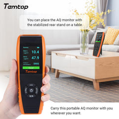 Temtop Air Quality Monitor Professional PM2.5 PM10 Meter Temperature and Humidity Formaldehyde Tester Indoor Outdoor TVOC AQI Air Pollution Detector (LKC1000S+)