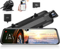WOLFBOX 2.5K Dash Cam Mirror for Car, Rear View Mirror Camera with 10" IPS Full Touch Screen, Dual Dash Camera 1440P Front and Rear Mirror with 1080P Backup Camera, Free Card & GPS