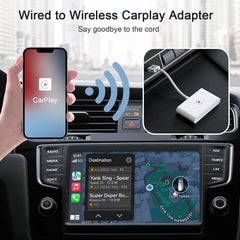 Wireless CarPlay Adapter for iPhone, Wireless Carplay Dongle Converts Factory Cars Wired Carplay to Wireless, Carplay Bluetooth Adapter, 5Ghz WiFi Auto-Connect Online Update, Support iOS 13+, White