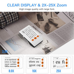 Digital Magnifier Portable Electronic Video Magnifier Reading Aids 3.5 Inch LCD Screen for Low Vision 2x-25x Zoom Foldable Handle