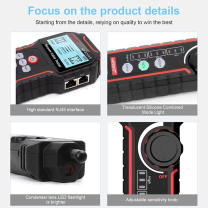 New Upgraded NF-8209S Network Cable Tester, Multifunctional Cable Length Tester for The CAT5, CAT6, LAN Cable Finder and POE Tester