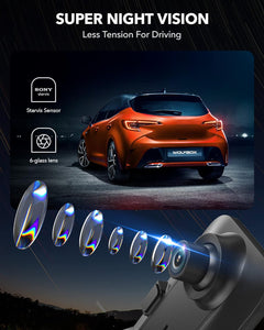 WOLFBOX G840H Mirror Dash Cam, Front & Rear 1440p