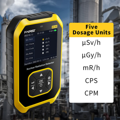 Geiger Counter Nuclear Radiation Detector - Radiation Dosimeter with LCD Display, Portable Handheld Beta Gamma X-ray Rechargeable Radiation Monitor Meter, 5 Dosage Units Switched,0.0μSv-500mSv