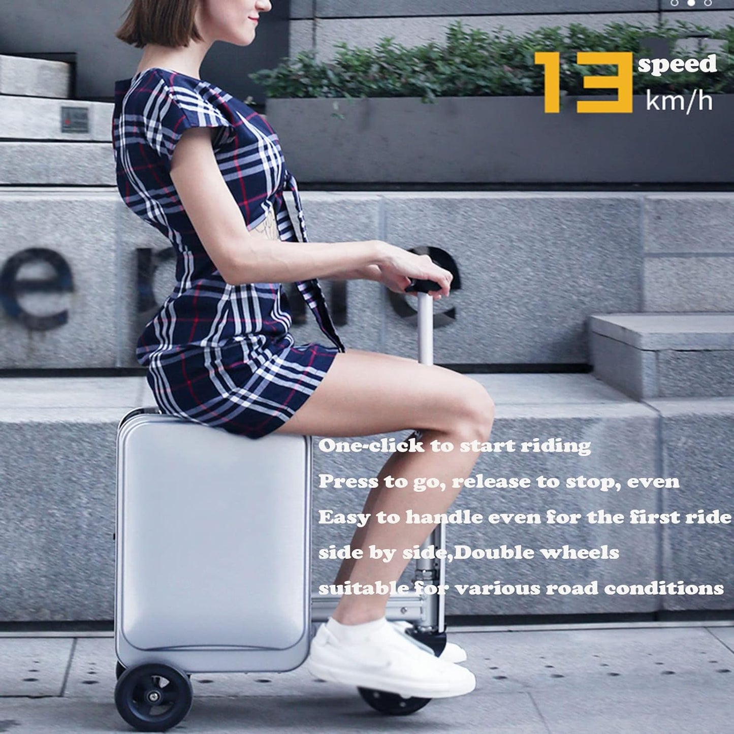 Rideable Electric Trolley Case, 20 Inch Smart Rideable Electric Trolley Case, Travel Suitcase Built-In TSA Lock, USB Charging Port, Suitable For Business Trip,Commute,Campus Activity black