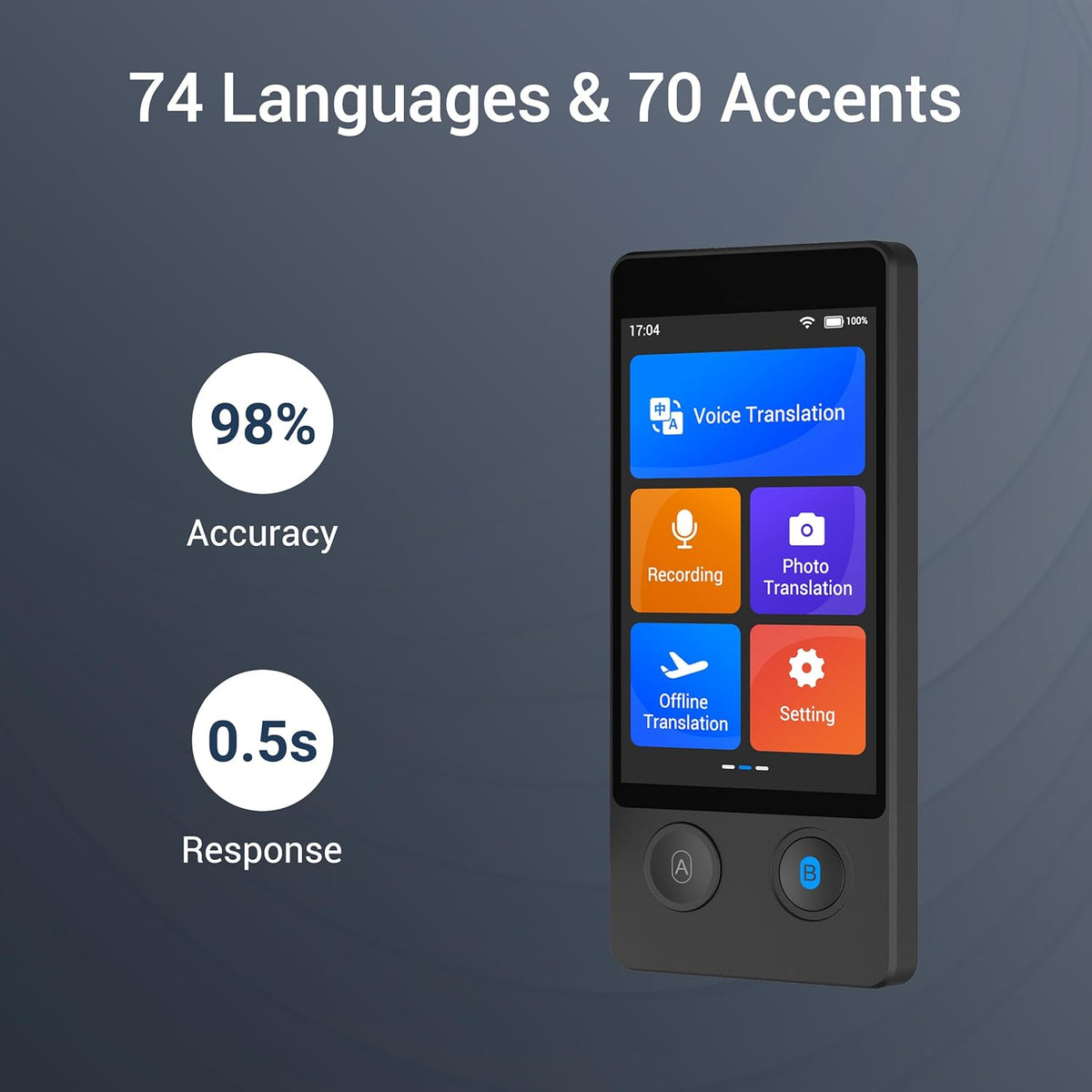 ANFIER Language Translator Device 144 Languages and Accents with 3.7 inch Touchscreen [Latest Generation Smart Translator-W12] AI Image Translator Device Portable Two-Way Voice Translator