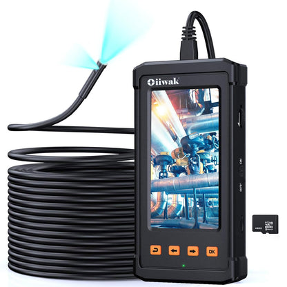 Dual Lens Endoscope for Industrial Sewer Pipe Drain Plumbing Inspection Camera Snake with Light IP68 Waterproof(15m)