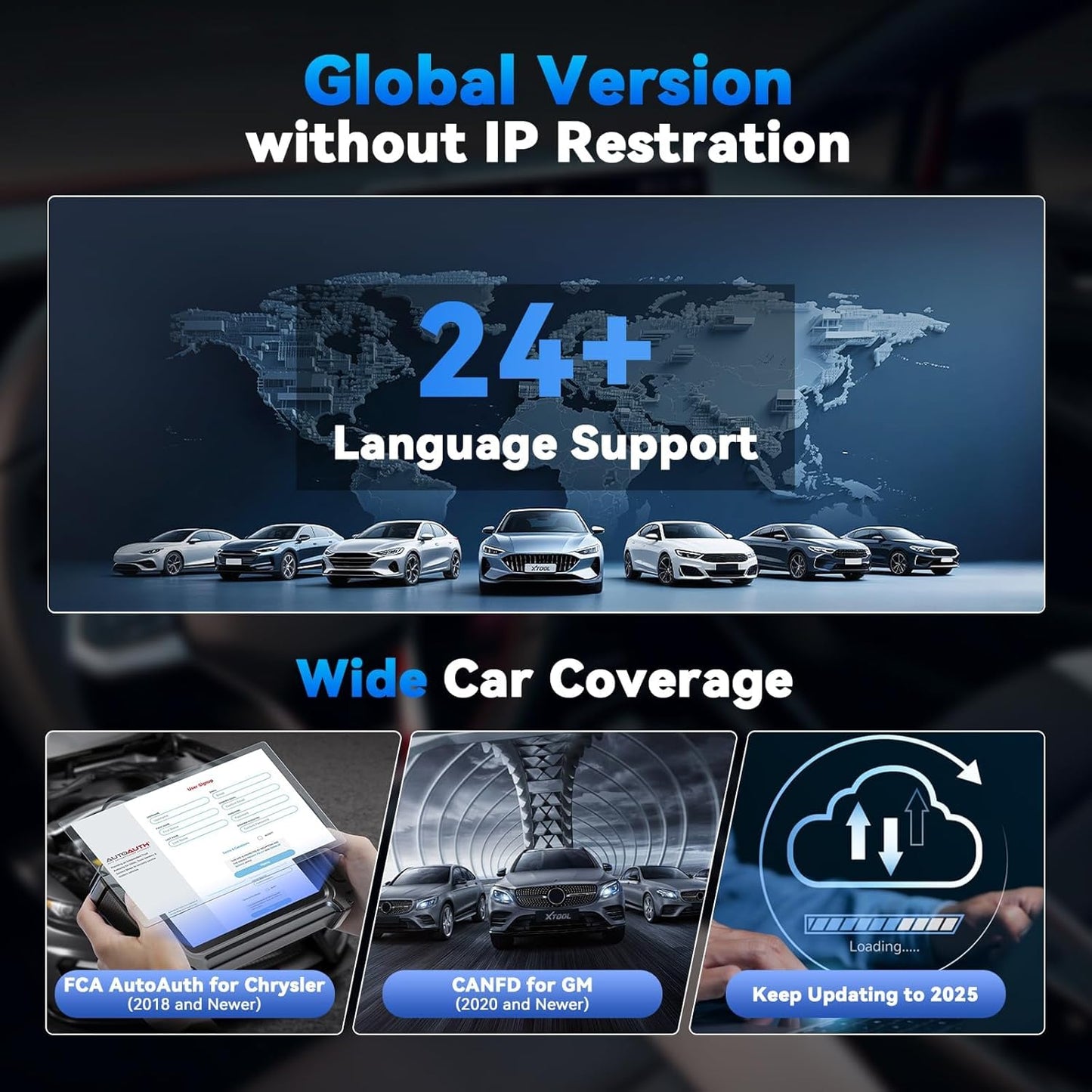 CALMORA XTOOL D5S OBD2 Scanner Code Reader 2024 for Cars and Trucks with 15 Reset Functions, Crank Sensor Relearn, FCA AutoAuth, CAN FD for GM, ABS Engine SRS Transmission Tool
