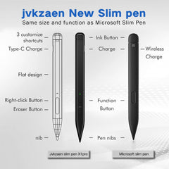 CALMORA Slim Pen 2 for Microsoft Surface with 4096 Pressure, Eraser & Right-Click, Palm Rejection,Graphite Nib,for Surface Pro 12/11/10/9/8/7/6/5/4/X,Surface Go 4/3/2,Book 3/2/1,Laptop1-6,Surface Studio 2+/2