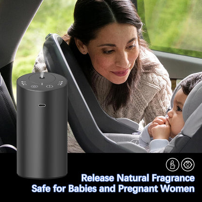 Calmora Waterless Car Diffuser, Waterless Diffusers for Essential Oils with Smart Cold Mist & No Leakage, Cordless Aromatherapy Nebulizing Diffuser with Timing & 3 Mist Levels for Car, Room, Office