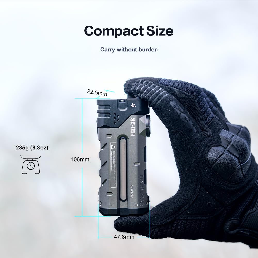 Calmora LOOP GEAR SK05 Pro Flat LED Flashlight with 8000mAh Power Bank, Sidelight Flashlight Combines Floodlight and Spotlight, 4360 High Lumens, Rechargeable, Magnetic Tail, IP68 Perfect for Camping, Outdoor