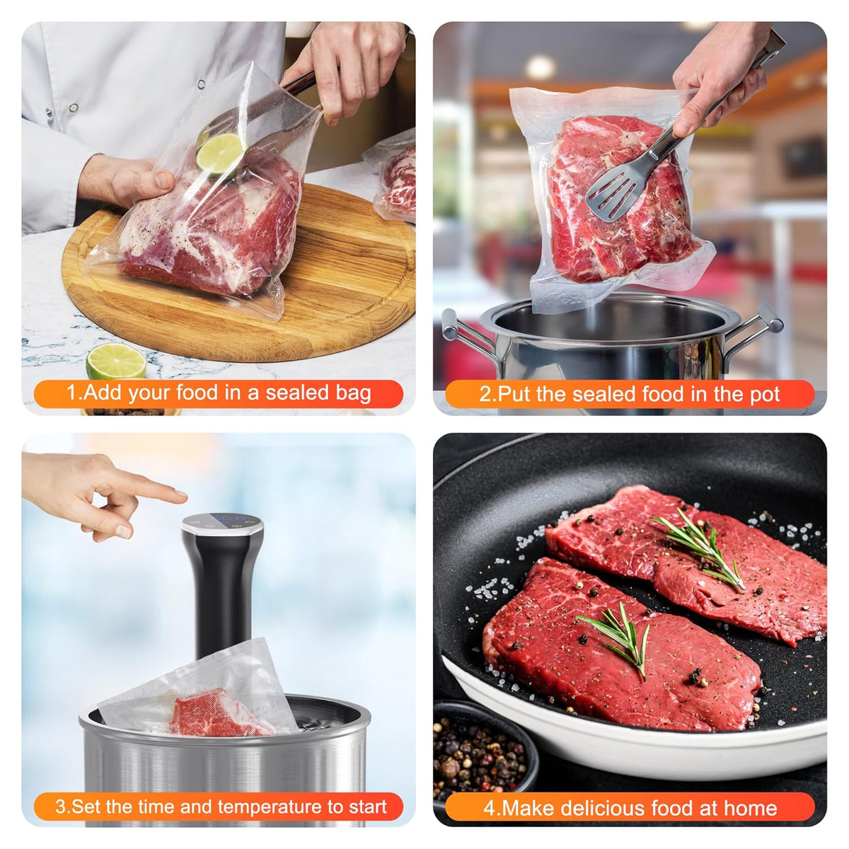 CALMORA Sous Vide Machine WIFI, Sous Vide Cooker 1100W Cooking Machine with LED Stainless Steel Precision Cooker Immersion Circulator