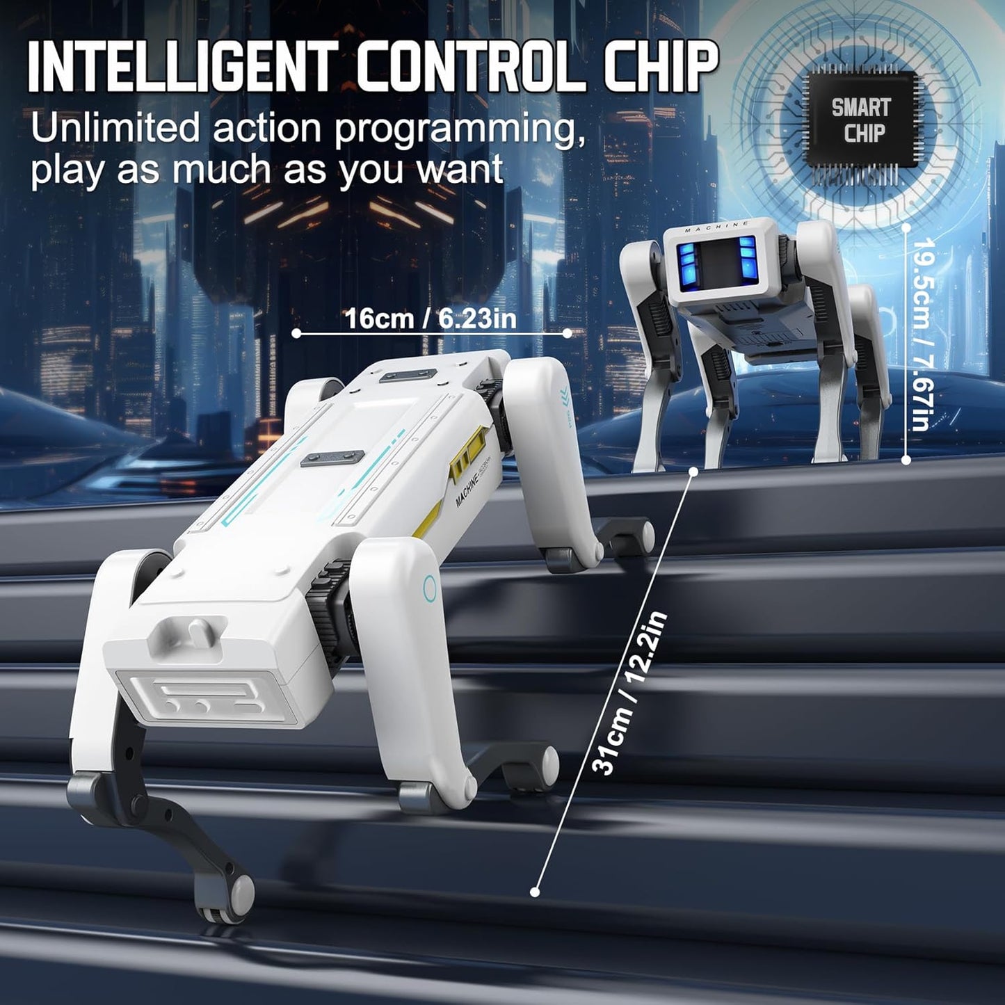 CALMORA Robot Dog, AI Smart Pet, Will Dance and Kungfu, with APP/Remote Control, Support Action Programming, Ideal Gift for 4-8 Kids