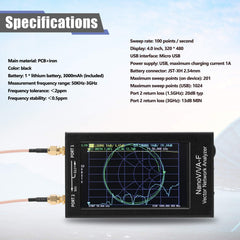 NanoVNA-F Vector Network Analyzer 10KHz -1.5GHz HF VHF UHF Antenna Analyzer 4.3in Touch LCD Measuring S Parameters, Voltage Standing Wave Ratio, Phase, Delay, Smith Chart with 5000mAh