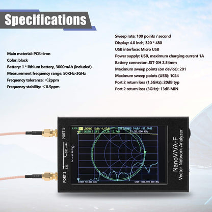 NanoVNA-F Vector Network Analyzer 10KHz -1.5GHz HF VHF UHF Antenna Analyzer 4.3in Touch LCD Measuring S Parameters, Voltage Standing Wave Ratio, Phase, Delay, Smith Chart with 5000mAh