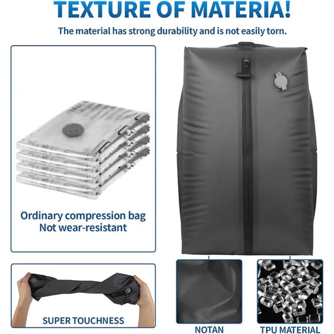 CALMORA Vacuum Kit Reusable Air Seal Compression Bags with Wireless Vacuum Pump Suitcases Backpack Space Saver Airline Travel Airback Vacpack (2-Pack, Medium (Vacuum Pump Included)