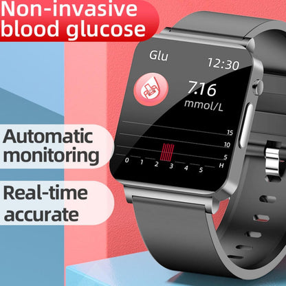 CALMORA Smart Watch with Blood Glucose Monitor, PPG ECG Health Tracking, Heart Rate SpO2 Monitor, 1.3-inch Touch Display, Black Silicon Band, Waterproof Fitness Tracker for Men Women