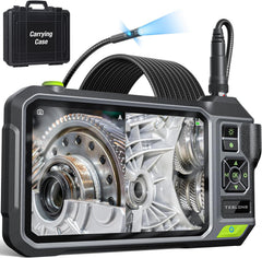 Triple Lens Borescope with 7" IPS Screen, Teslong 1080P HD Industrial Endoscope Inspection Camera with Light, 16.5FT Flexible Automotive Mechanic Scope Tool, Waterproof Pipe Snake Camera in Wall Cam