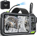 Triple Lens Borescope with 7" IPS Screen, Teslong 1080P HD Industrial Endoscope Inspection Camera with Light, 16.5FT Flexible Automotive Mechanic Scope Tool, Waterproof Pipe Snake Camera in Wall Cam