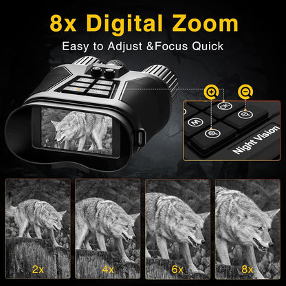 4K Night Vision Binoculars, Night Vision Goggles for Adults - 5000mAh Battery, 8X Digital Zoom, 1968FT Infrared Nightvision | 3" HD Display & 32GB Card for Hunting, Camping, Travel