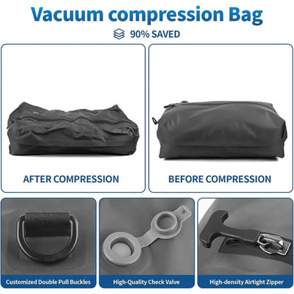 CALMORA Vacuum Kit Reusable Air Seal Compression Bags with Wireless Vacuum Pump Suitcases Backpack Space Saver Airline Travel Airback Vacpack (2-Pack, Medium (Vacuum Pump Included)