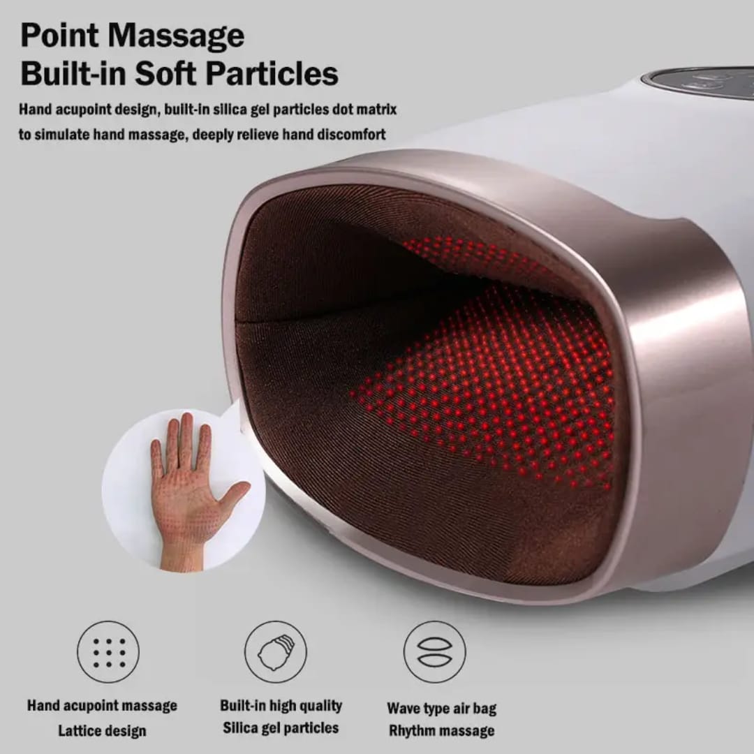 CALMORA Touchscreen Electric Hand Massager with Compression, 4 Levels Pressure Point Therapy Massager for Arthritis, Pain Relief, Carpal Tunnel and Finger Numbness, Shiatsu Massage Machine with Heat